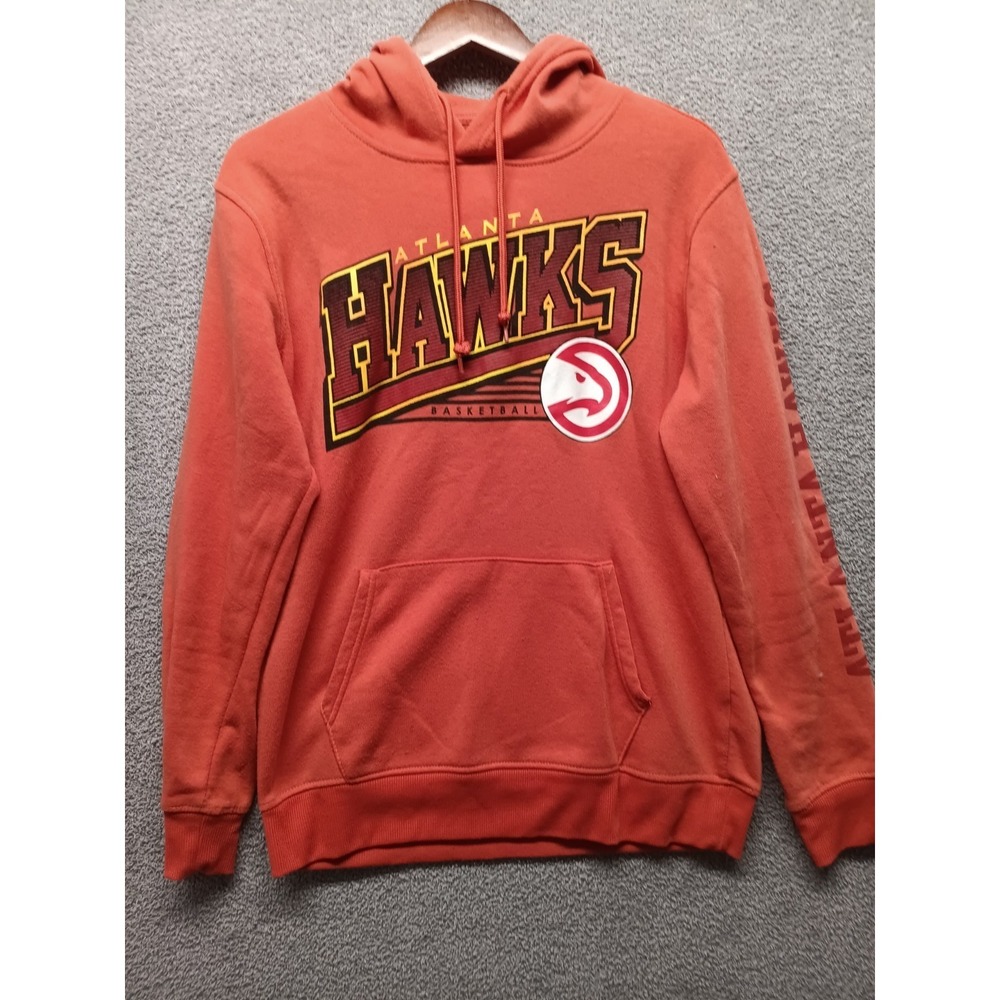 Atlanta Hawks NBA Hoodie Men's Medium M Burnt Orange Pullover Fleece Sweatshirt